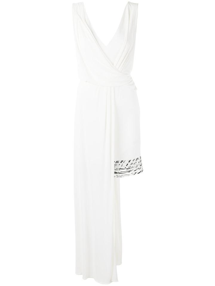 Versace Collection Asymmetric V-neck Dress, Women's, Size: 40, White, Viscose/polyamide