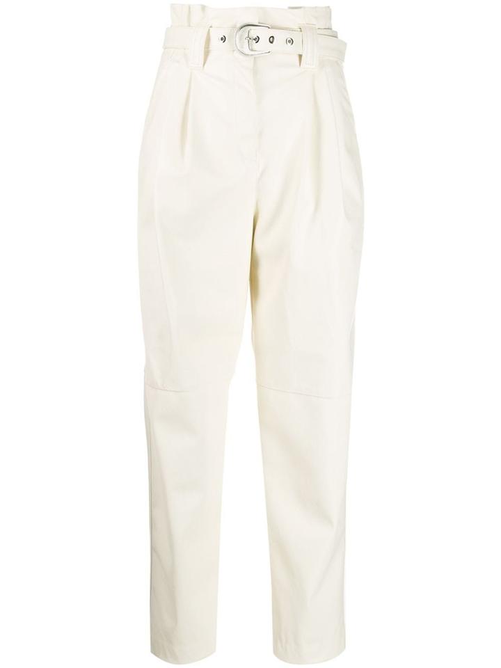 Pinko High-waisted Belted Trousers - White