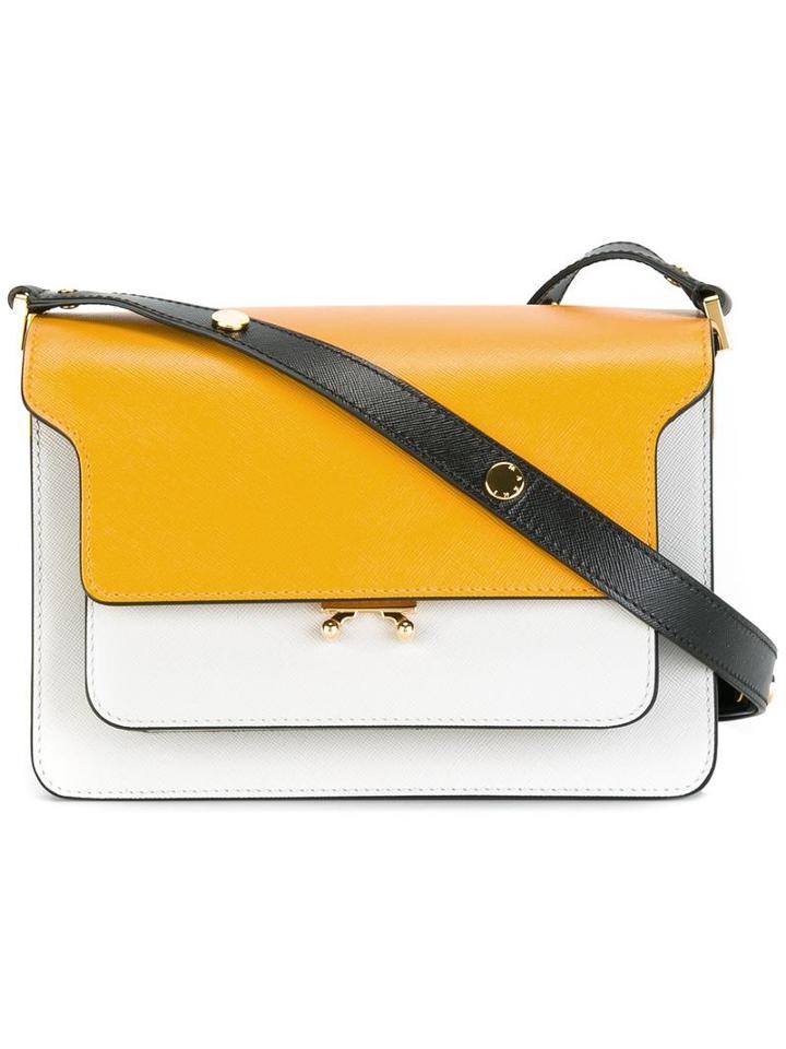 Marni Trunk Shoulder Bag, Women's, Yellow/orange, Leather