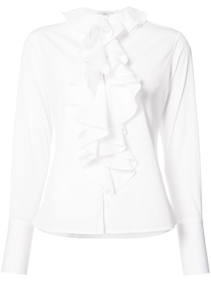 Tome - Frill Detail Top - Women - Cotton - 0, White, Cotton