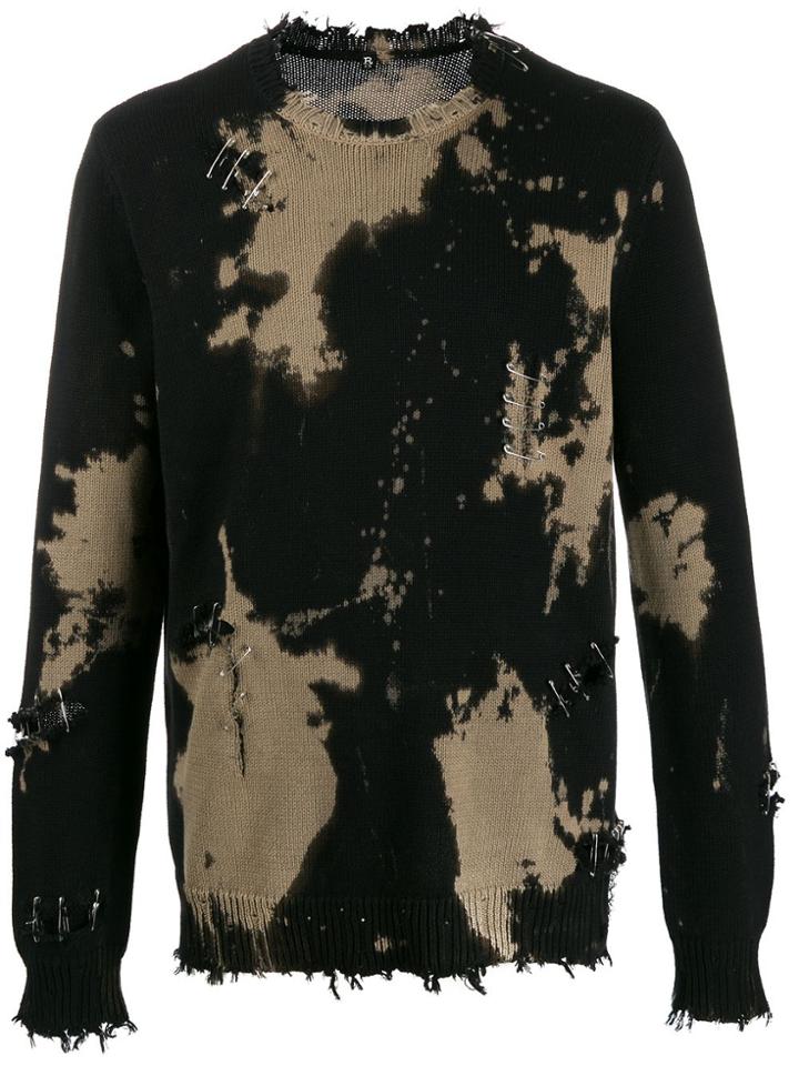 R13 Tie Dye Destroyed Jumper - Black