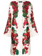 Dolce & Gabbana Floral Print Beaded Coat - White