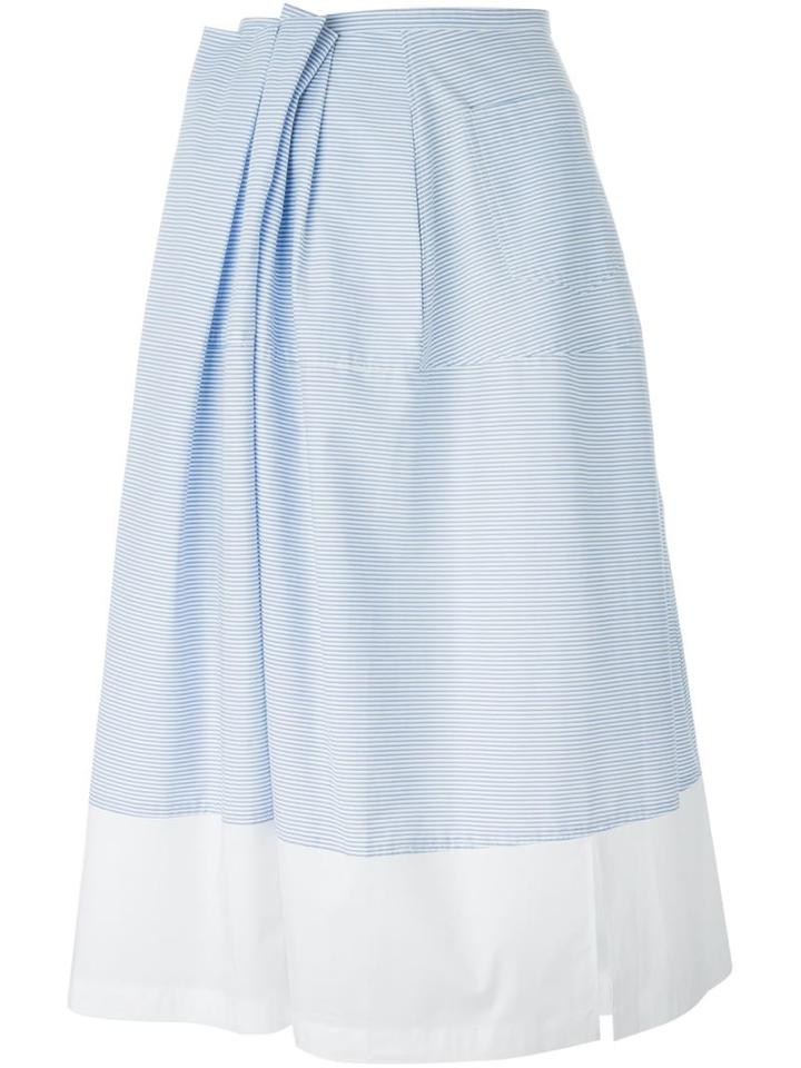 Jil Sander Navy Gathered Pleat Skirt