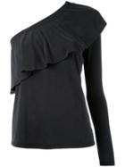 Single Sleeve Ruffled Blouse - Women - Polyester/modal - S, Black, Polyester/modal, Just Female