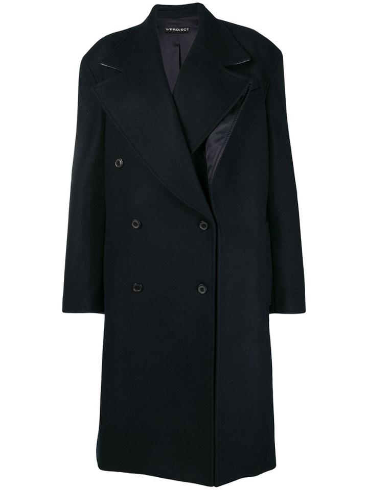 Y / Project Oversized Double Breasted Coat - Blue