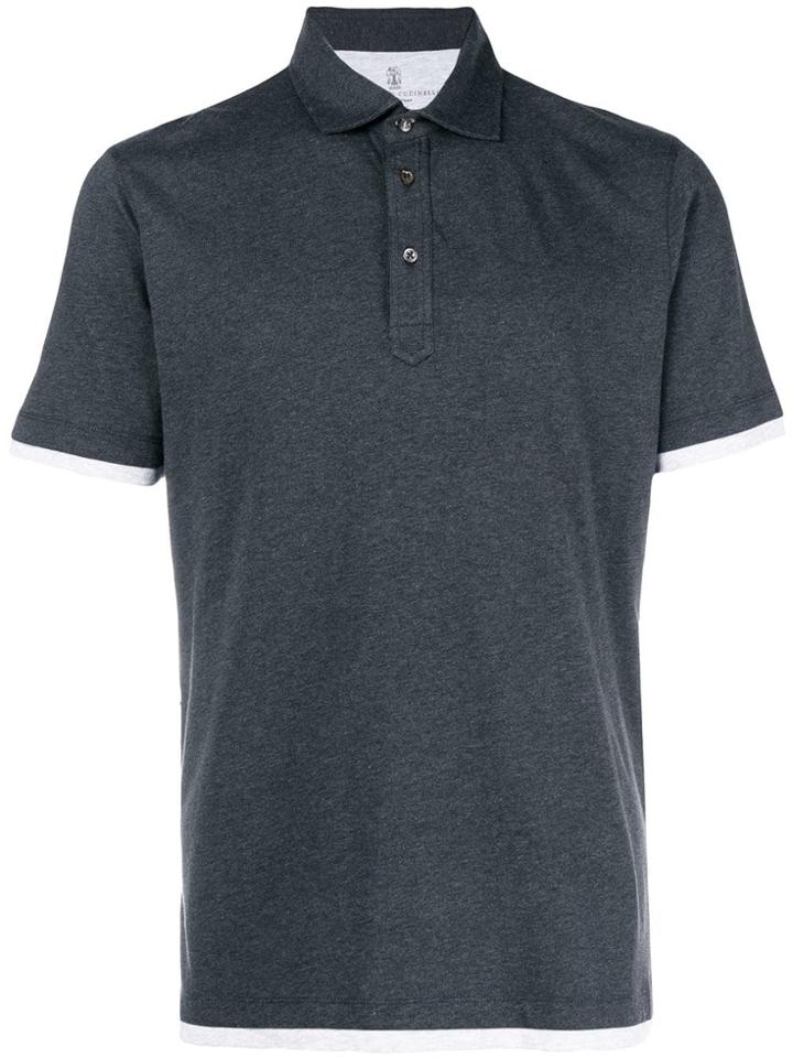 Brunello Cucinelli Contrast Hem Polo Shirt - Grey