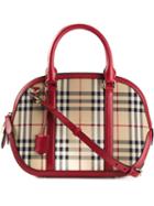 Burberry Haymarket Check Tote, Women's, Red