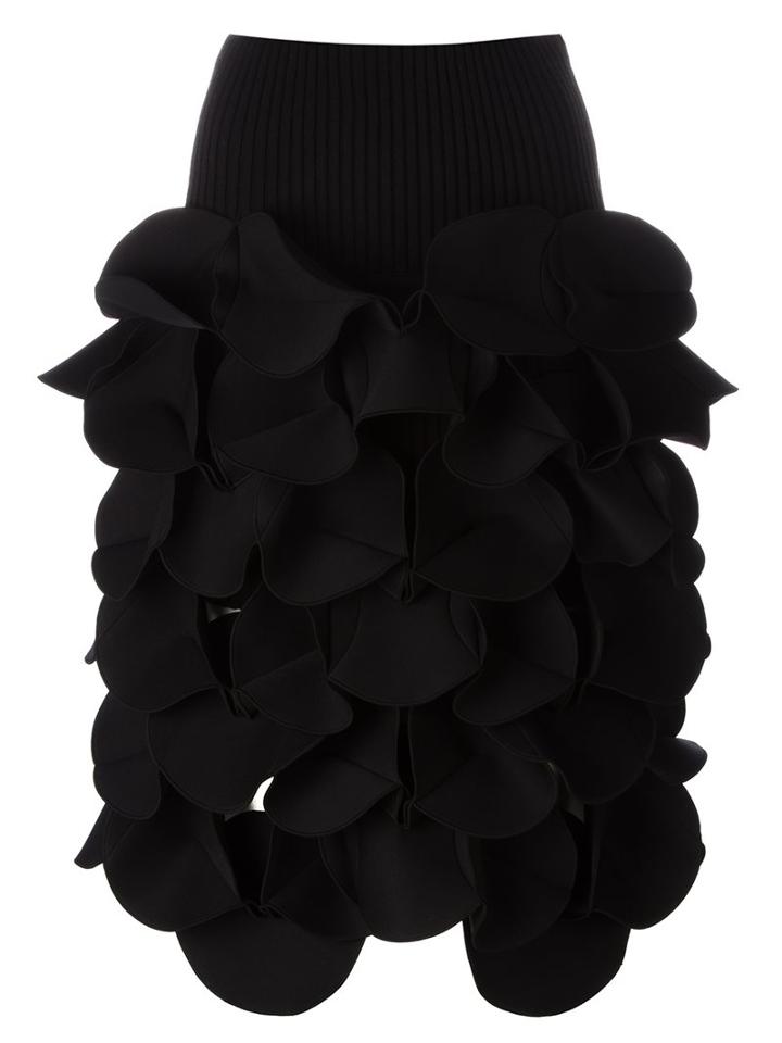 Junya Watanabe Comme Des Garçons 'petals' Structured Skirt, Women's, Size: Small, Black, Acrylic/nylon/wool