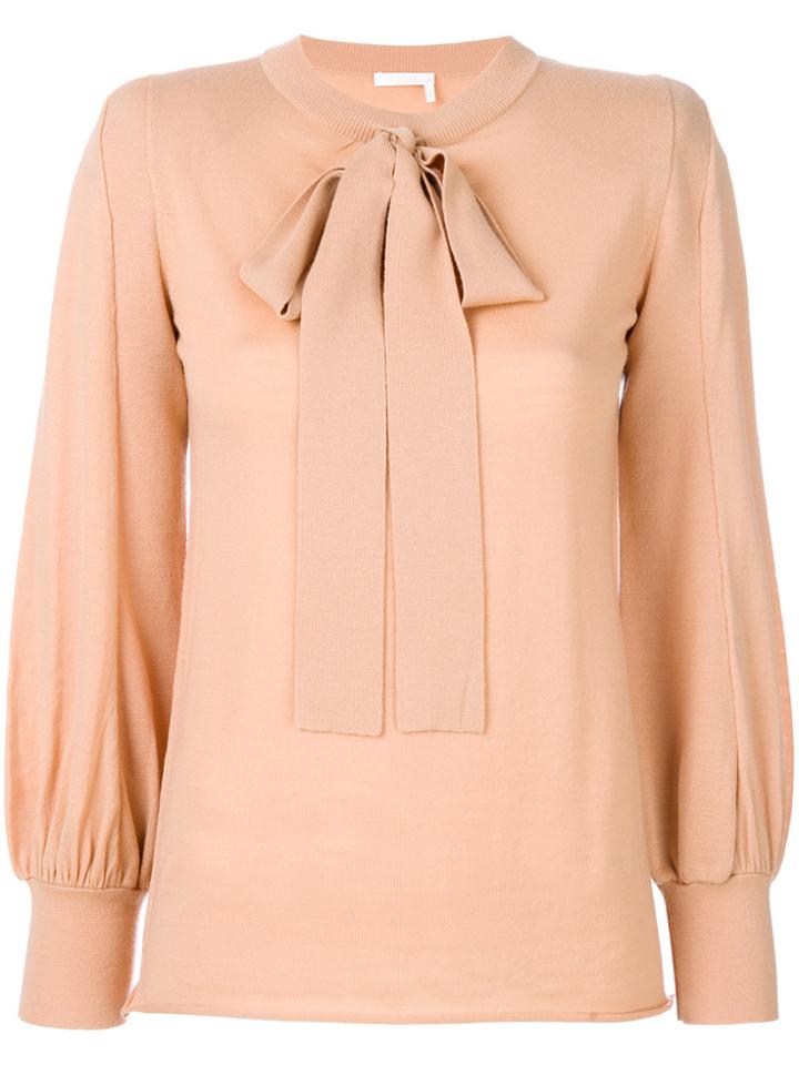 Chloé Pussy Bow Blouse - Pink & Purple