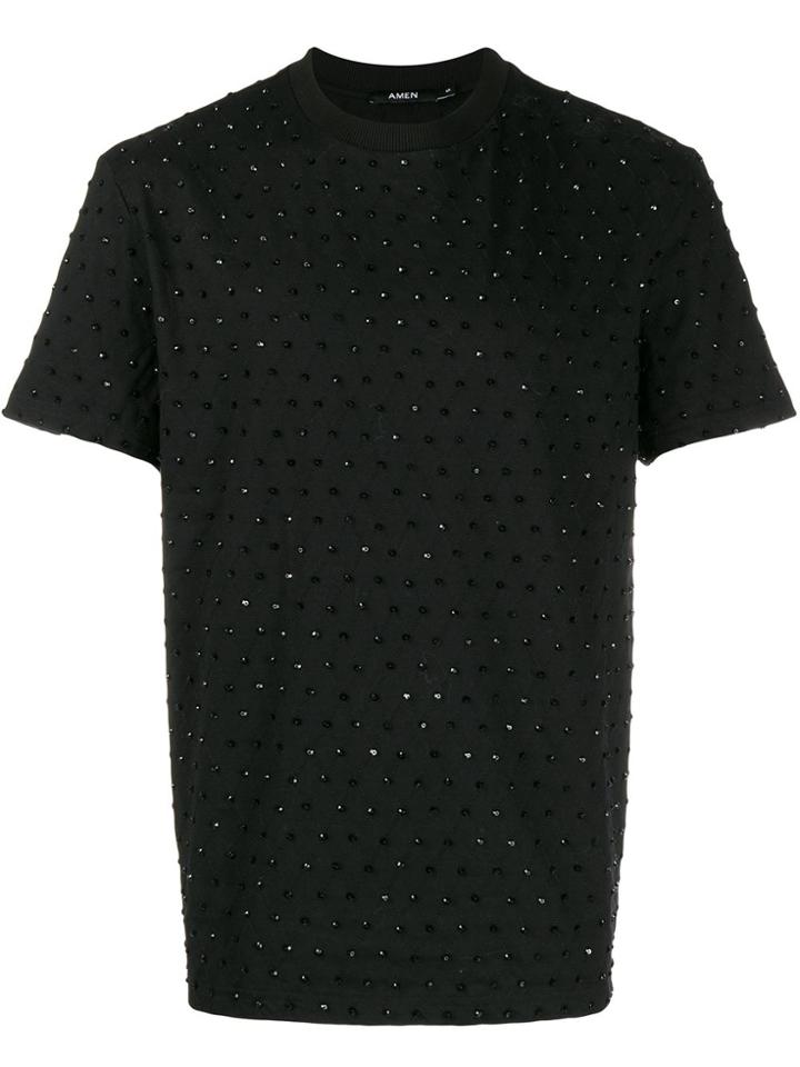 Amen Diamond Stitch Sequin T-shirt - Black