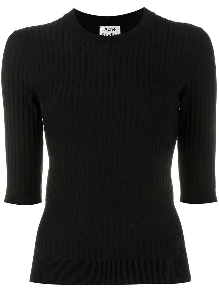 Acne Studios Iza Ribbed Top, Women's, Size: Xs, Black, Cotton/nylon