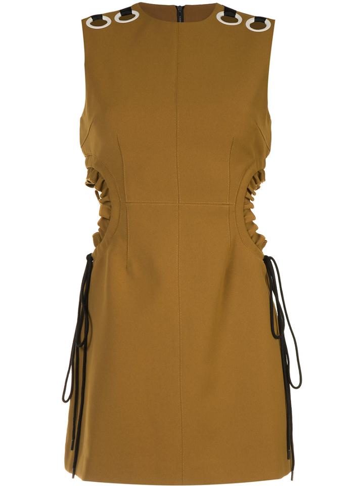 Self-portrait - Cut-out Eyelet Mini Dress - Women - Polyester - 10, Brown, Polyester