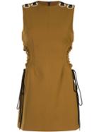 Self-portrait - Cut-out Eyelet Mini Dress - Women - Polyester - 10, Brown, Polyester