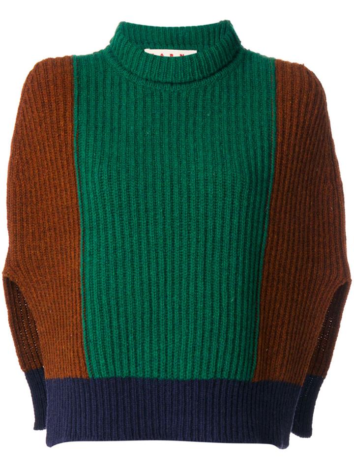 Marni Ribbed Roll Neck Cape - Multicolour