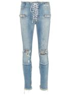 Unravel Project Skinny Stonewash Ripped Skinny Jeans - Blue