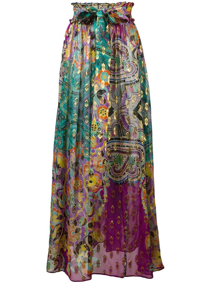 Etro Paisley Print Maxi Skirt, Women's, Size: 42, Black, Silk/metallic Fibre