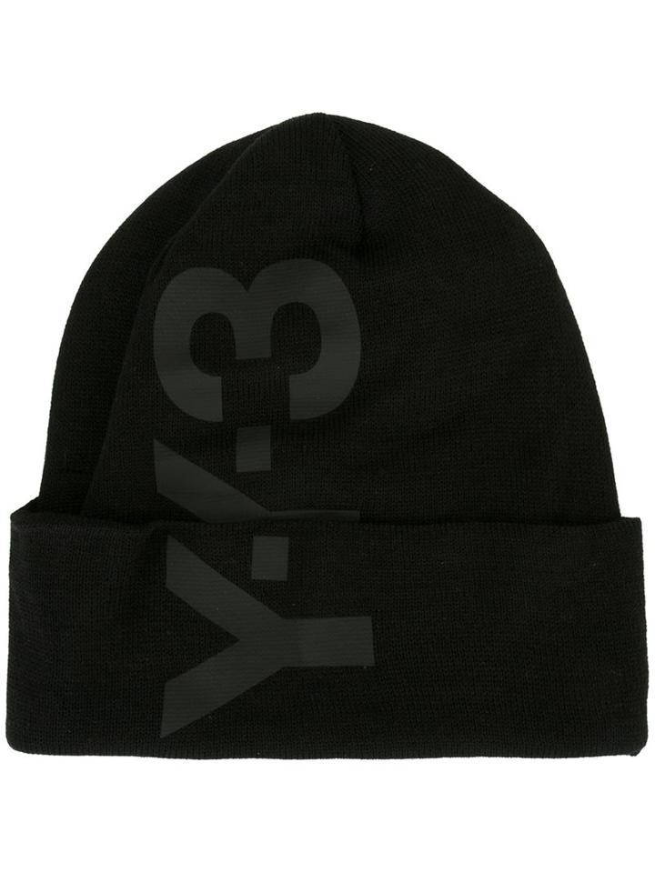 Y-3 Logo Print Beanie, Women's, Black, Polyester