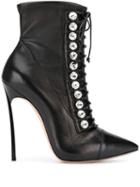 Casadei Crystal-embellished Ankle Boots - Black