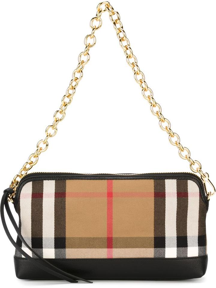 Burberry Checked Shoulder Bag, Women's, Black