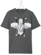 Neil Barrett Kids Teen Boxing Brutus Hybrid Print T-shirt - Grey