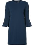 Tibi Flared Thee-quarters Sleeve Dress, Women's, Size: 4, Blue, Polyester/spandex/elastane