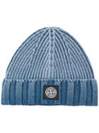 Stone Island - Ribbed Beanie - Men - Wool - One Size, Blue, Wool