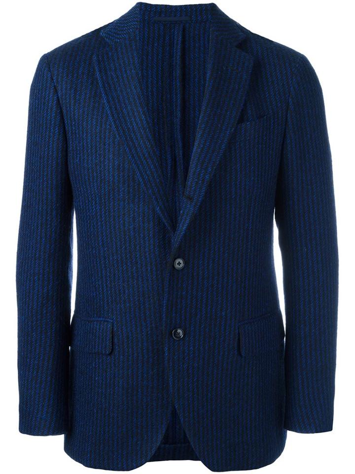 Mp Massimo Piombo Striped Classic Blazer, Men's, Size: 52, Blue, Wool/cupro