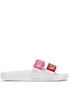 Moschino Logo Strap Slide Sandals - White