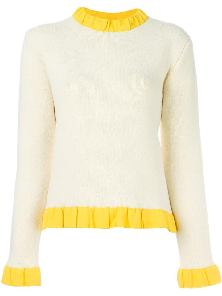 J.w.anderson Ruffle Trim Sweater, Women's, Size: Xs, White, Polyamide/polypropylene/spandex/elastane/virgin Wool