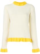 J.w.anderson Ruffle Trim Sweater, Women's, Size: Xs, White, Polyamide/polypropylene/spandex/elastane/virgin Wool