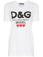 Dolce & Gabbana Logo Model Print Cotton T Shirt - White