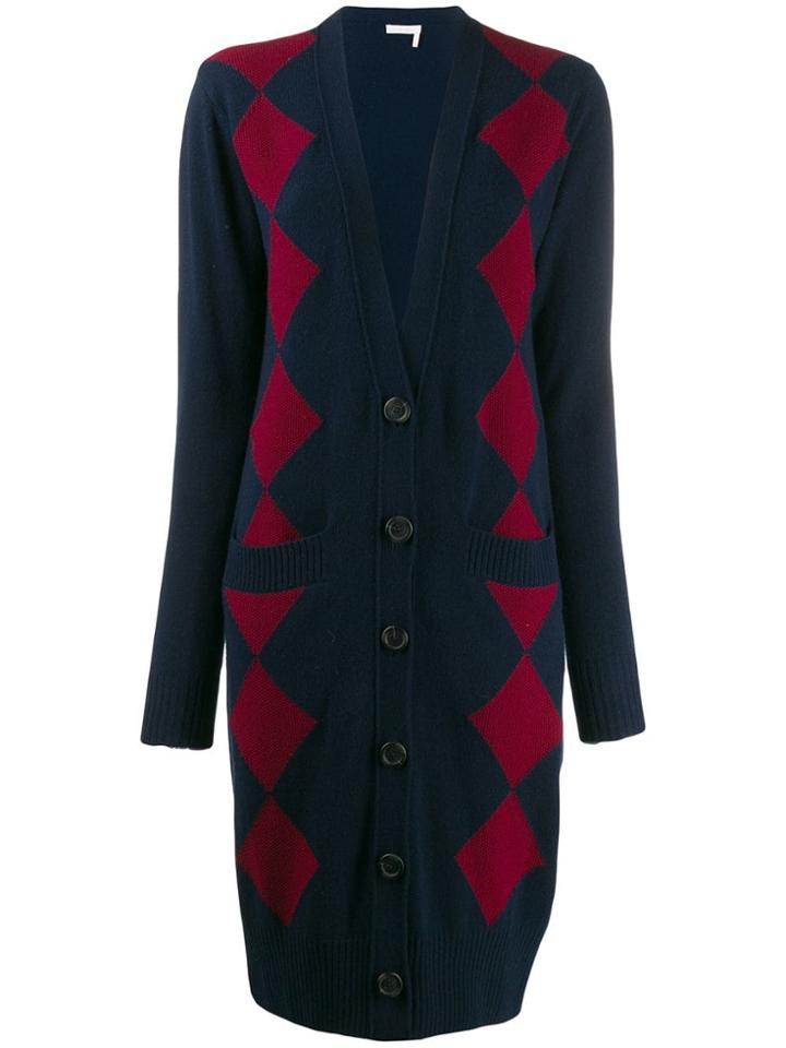 See By Chloé Long Patterned Cardigan - Blue