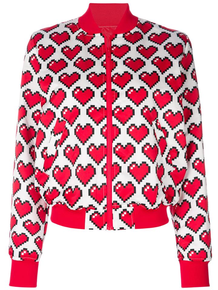 Love Moschino Heart Print Bomber Jacket - White
