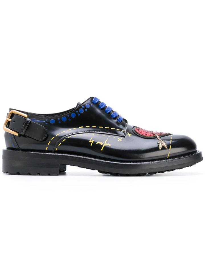 Dolce & Gabbana Heart Patch Lace-up Shoes - Black