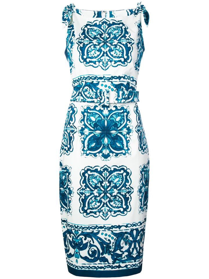 Samantha Sung Baroque Print Dress - Blue