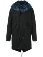 Mr & Mrs Italy Fur Lined Hooded Parka, Men's, Size: Large, Black, Cotton/lamb Skin/rabbit Fur/viscose