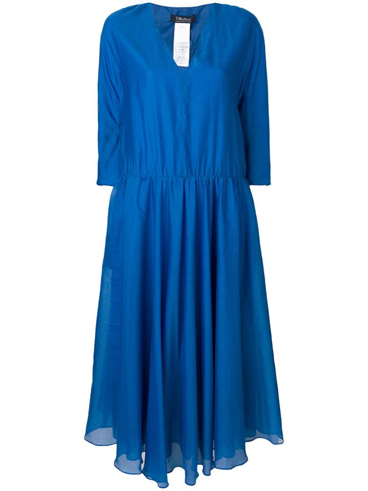 's Max Mara Flared V-neck Dress - Blue