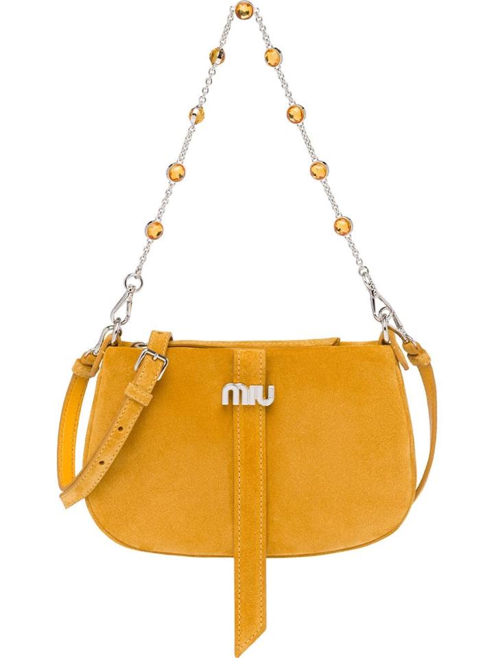 Miu Miu Logo Plaque Shoulder Bag - Yellow