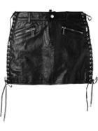 Dsquared2 Lace Detail Mini Skirt, Women's, Size: 42, Black, Calf Leather/polyester/viscose