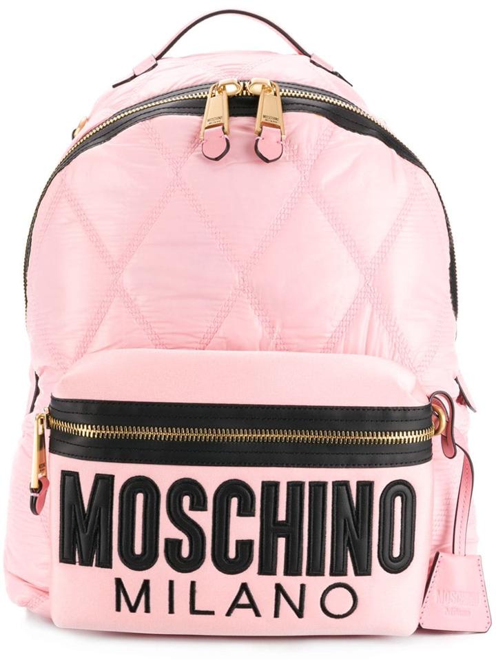 Moschino Logo Quilted Backpack - Pink
