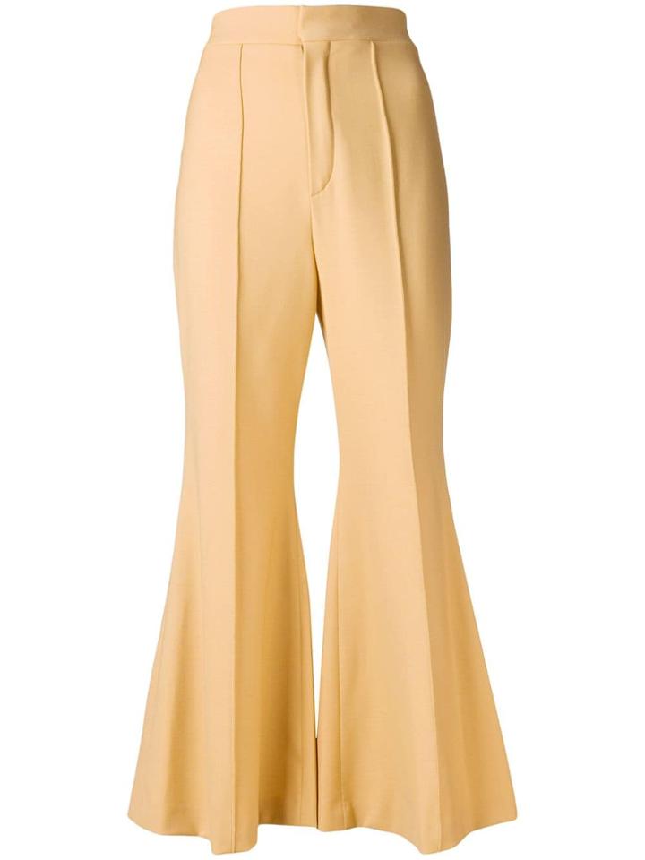 Chloé Cropped Flared Tailored Trousers - Brown