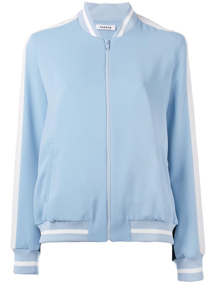 P.a.r.o.s.h. Striped Sleeve Varsity Bomber, Women's, Size: Xs, Blue, Polyester/viscose/polyamide