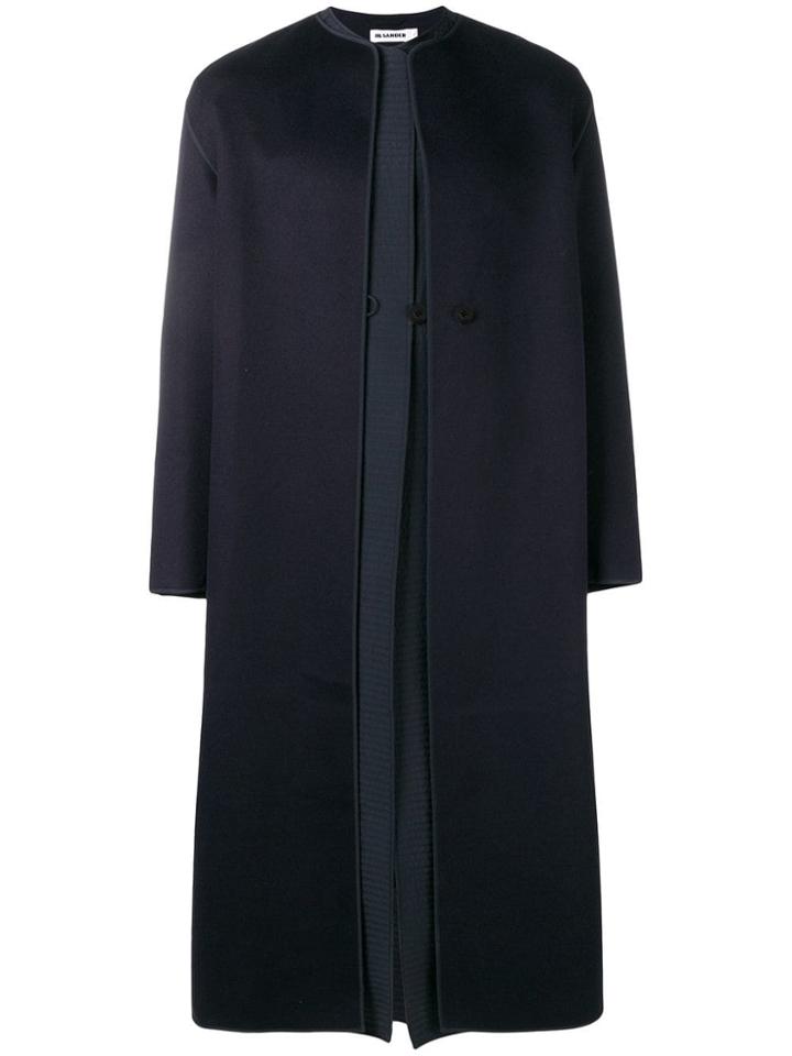 Jil Sander Cashmere Oversized Coat - Blue
