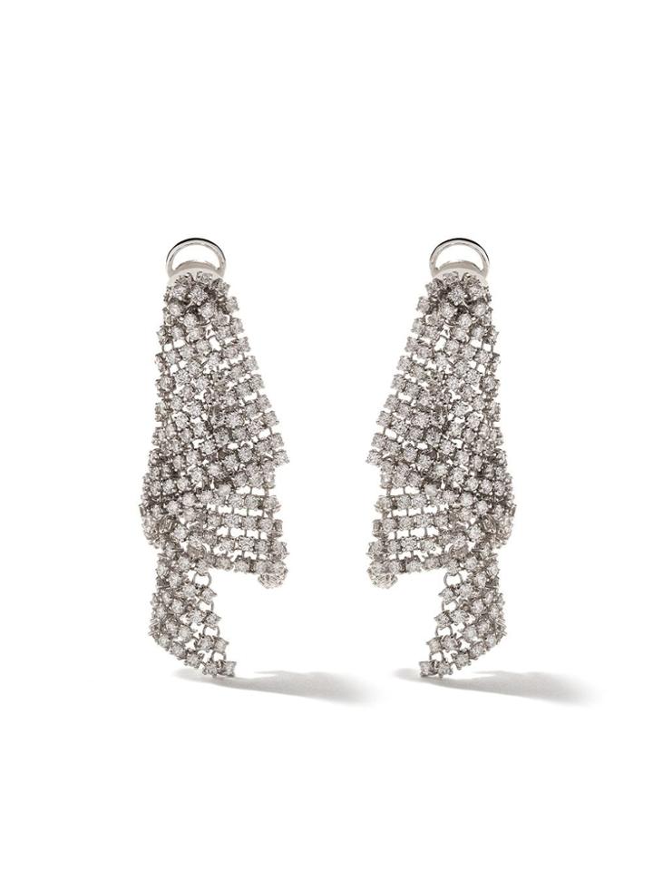 Maison Dauphin 18kt White Gold And Diamond Small Fluid Full Earrings