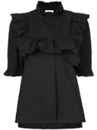 Lee Mathews Morgan Poplin Ruffle Top - Black