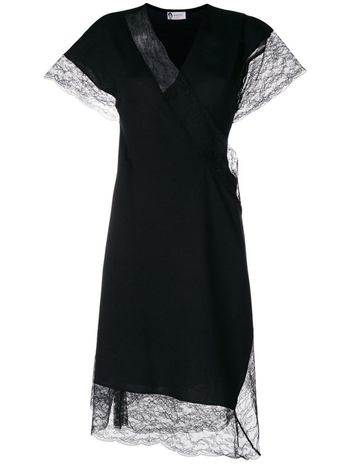 Lanvin Lace Trim Wrap Dress - Black