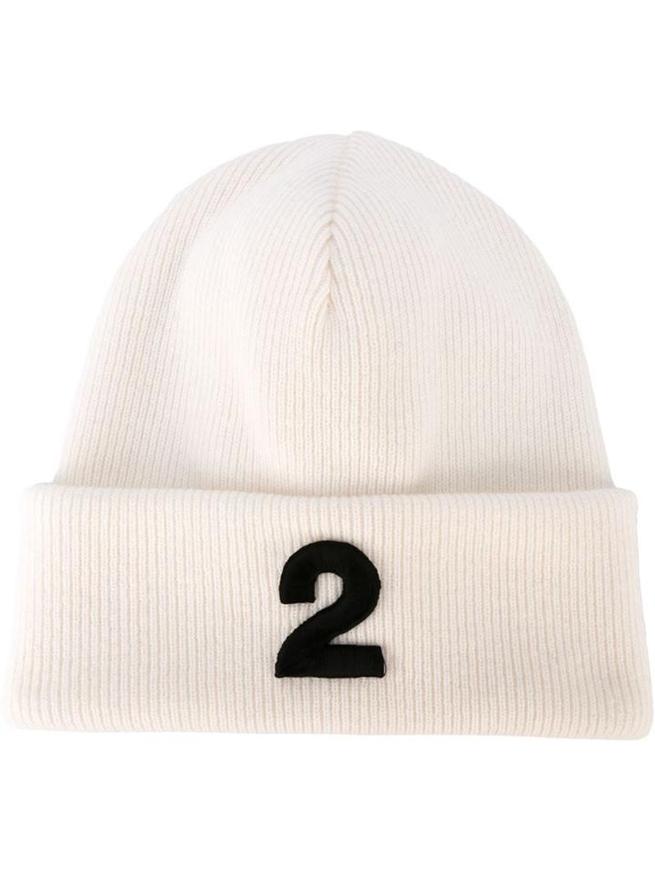 Dsquared2 Embroidered 2 Beanie, Men's, Nude/neutrals, Wool