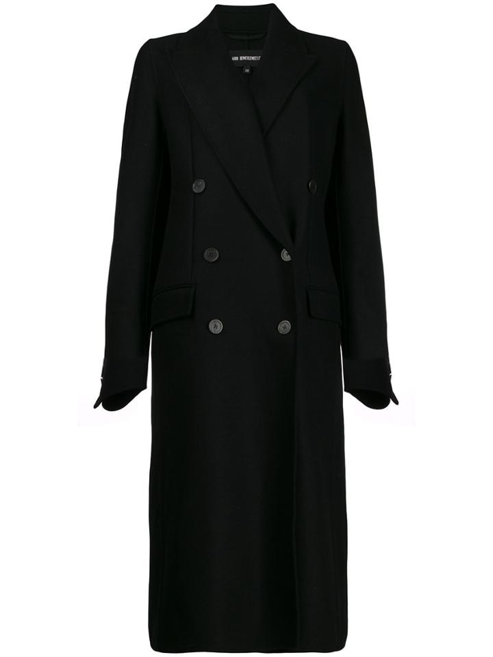 Ann Demeulemeester Long Double Button Coat - Black