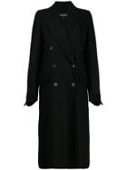 Ann Demeulemeester Long Double Button Coat - Black