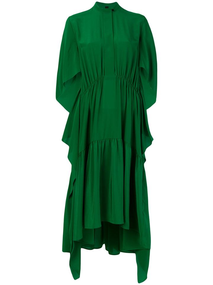 Petar Petrov Mandarin Collar Drape Dress - Green